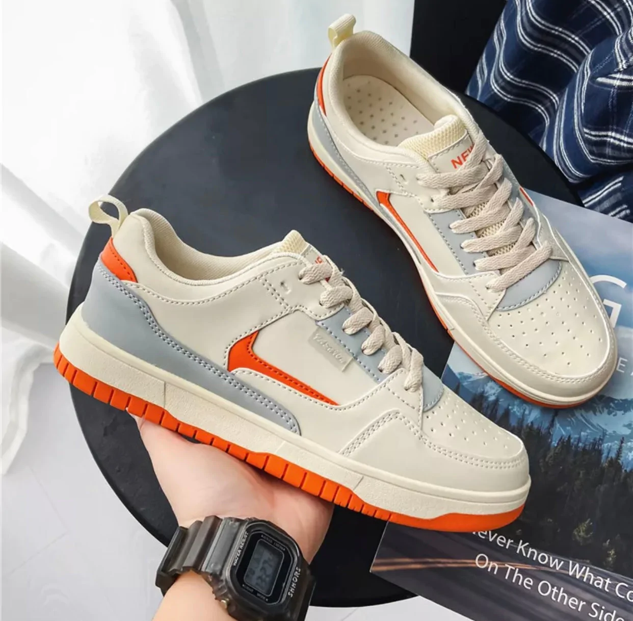 Brions Sneakers (Cream Orange)